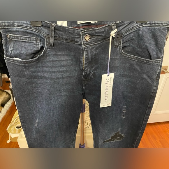 Celio Men's  Slim Fit Stretch Blue Denim Jeans Size 34 - Picture 3 of 5